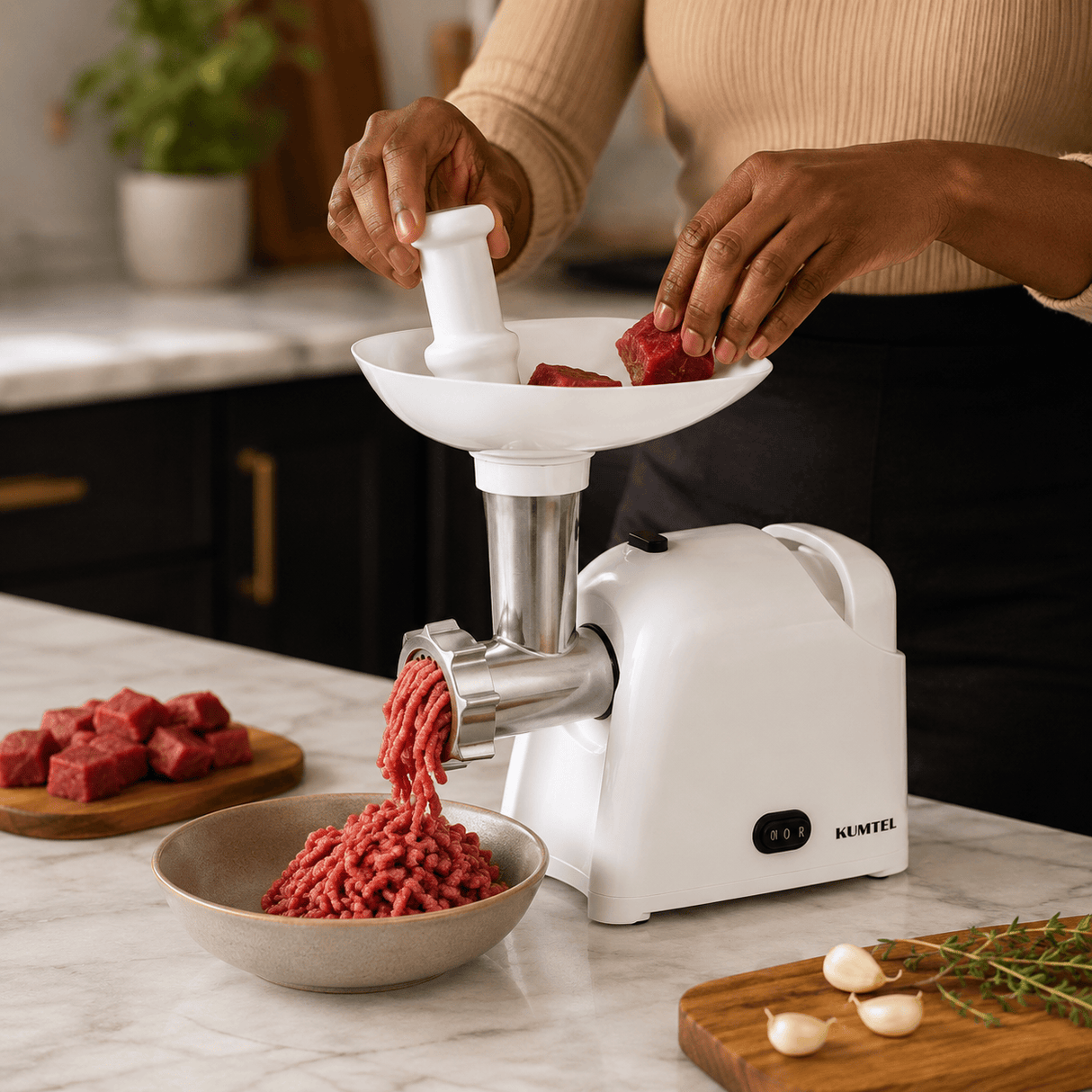 Kumtel Kitchen Appliances Kumtel Meat Grinder with Sausage and Kubbe Kit 1000W Max - HMG-03