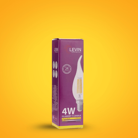 Levin Light Bulbs & Fixtures Levin LED C37 Filament Candle bulb With Tail Warm Light - 4W