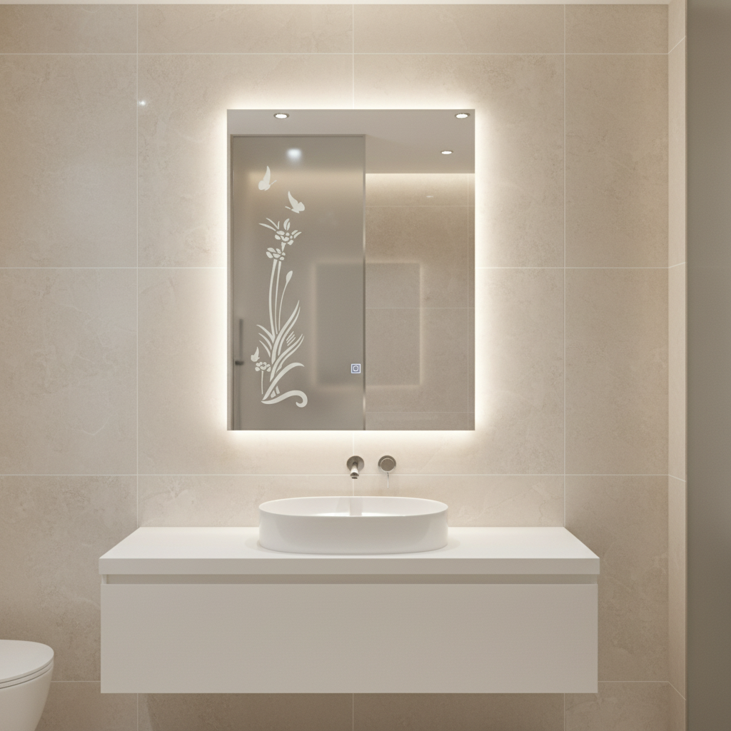 Rectangular Led Touch Screen Bathroom Mirror 60cm x 45cm