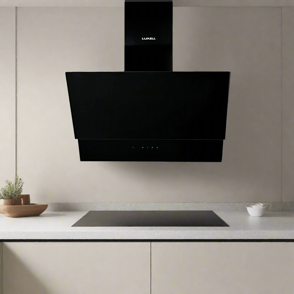 Luxell/Kumtel Kitchen Appliances Luxell 60cm Black Glass Built-In Set – Hob, Hood & Oven