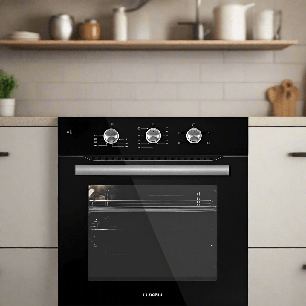 Luxell/Kumtel Kitchen Appliances Luxell 60cm Black Glass Built-In Set – Hob, Hood & Oven