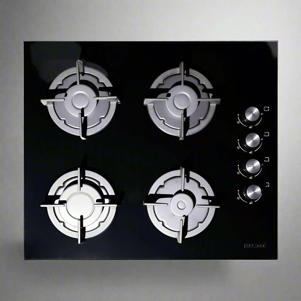 Luxell/Kumtel Kitchen Appliances Luxell 60cm Black Glass Built-In Set – Hob, Hood & Oven