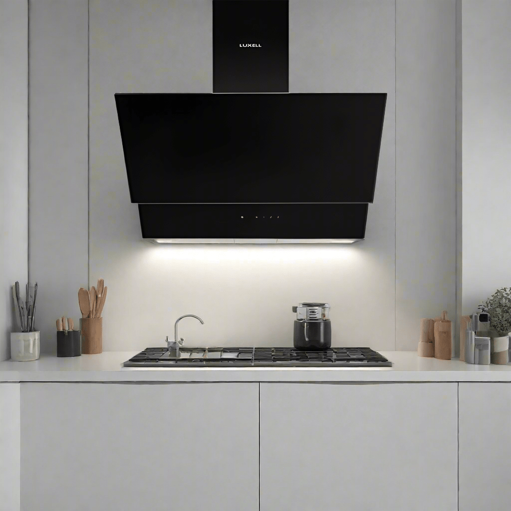 Luxell/Kumtel Kitchen Appliances Luxell 90cm Black Glass Built-In Set – Hob, Hood & Oven