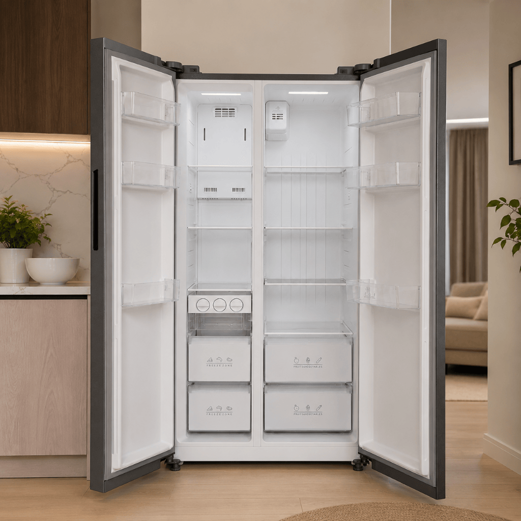 Luxell Refrigerators & Freezers Luxell 510L No-Frost Side-by-Side Refrigerator with Digital Display, Inox - LXSBS-550IN
