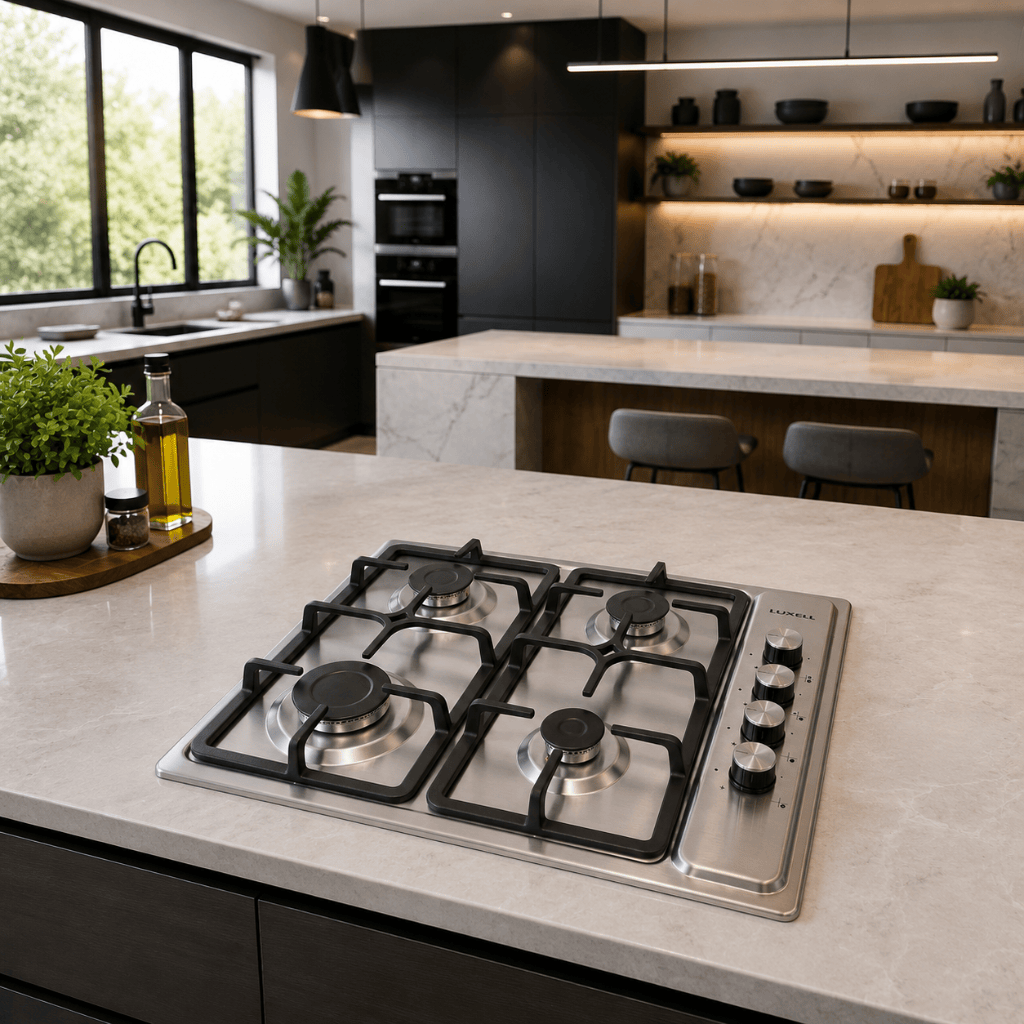 Luxell Built-In Hobs Luxell 60cm 4-Burner Stainless Steel Built-In Gas Hob with Gas Safety - LX-410BF