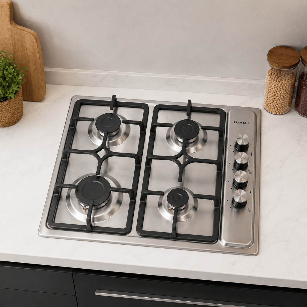 Luxell Built-In Hobs Luxell 60cm 4-Burner Stainless Steel Built-In Gas Hob with Gas Safety - LX-410BF