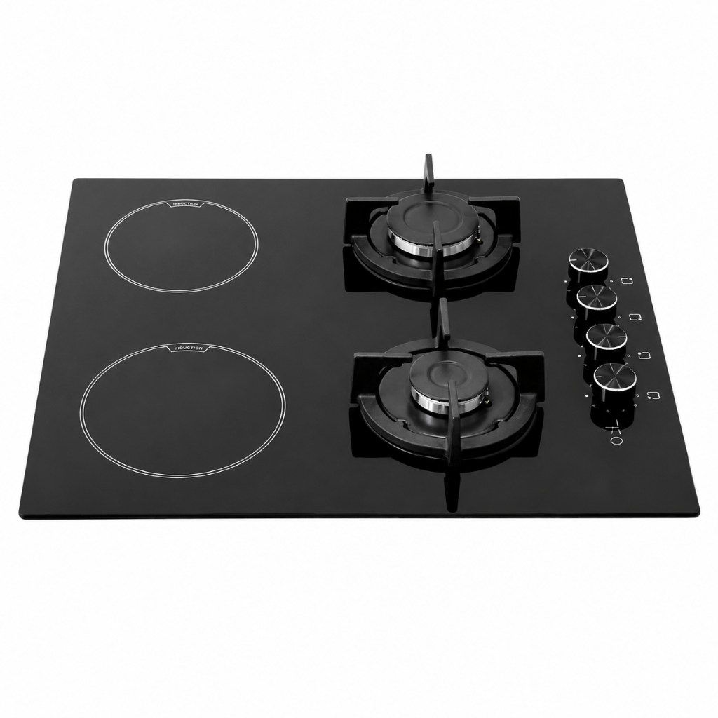Luxell Built-In Hobs Luxell 60cm 4-Zone Mixed Hob with 2 Gas Burners & 2 Electric Zones - V6-22PYF-22