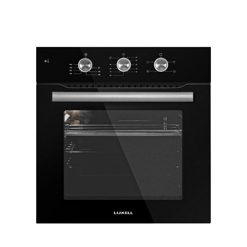 Luxell Built-In Ovens Luxell 60cm 54L Black Glass Built-In Electric Oven with Convection & 8 Cooking Functions - A6-SF3