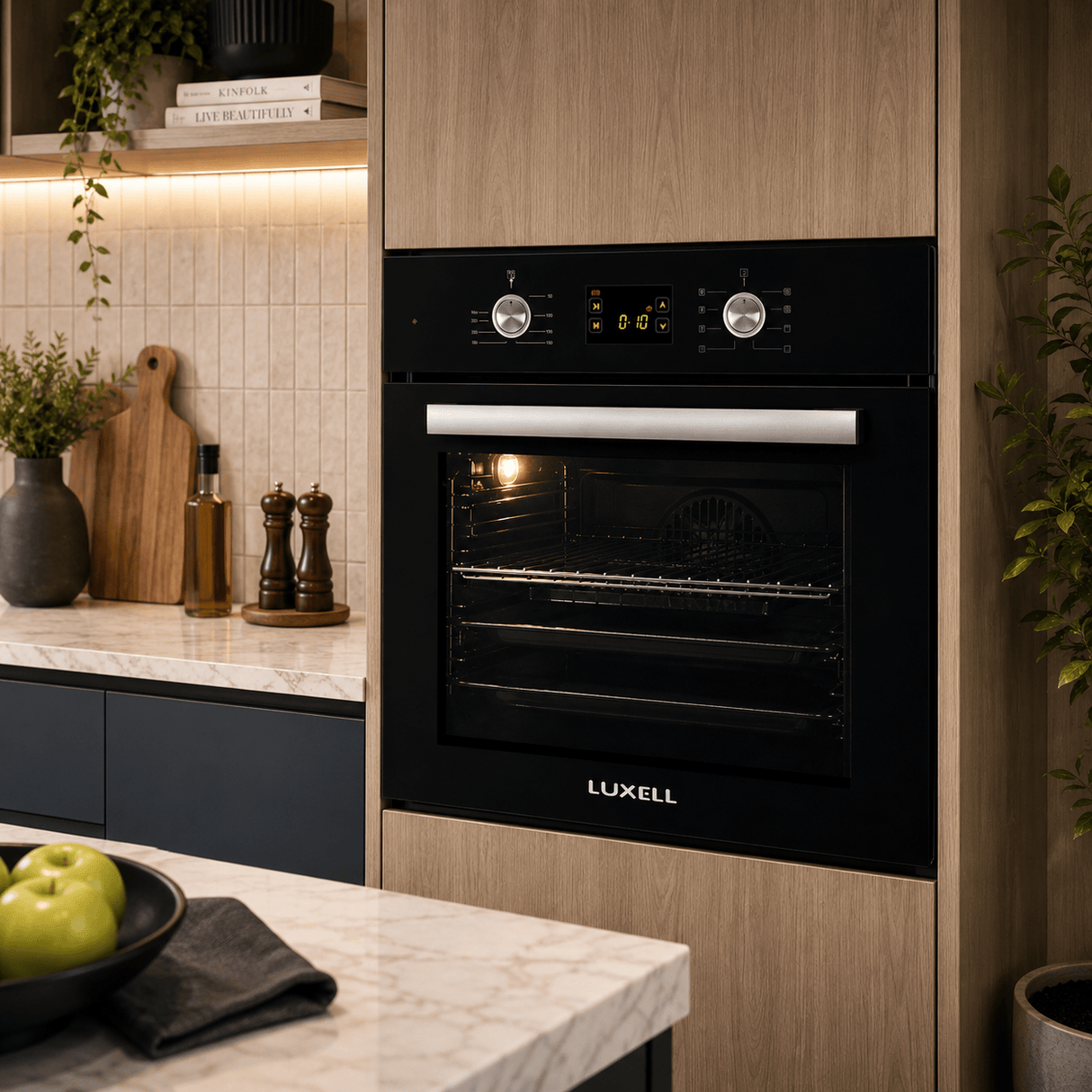 Luxell Luxell 60cm 57L Digital Built-In Electric Oven with Turbo Fan, Anthracite Glass - B66-SF3 (DDT)