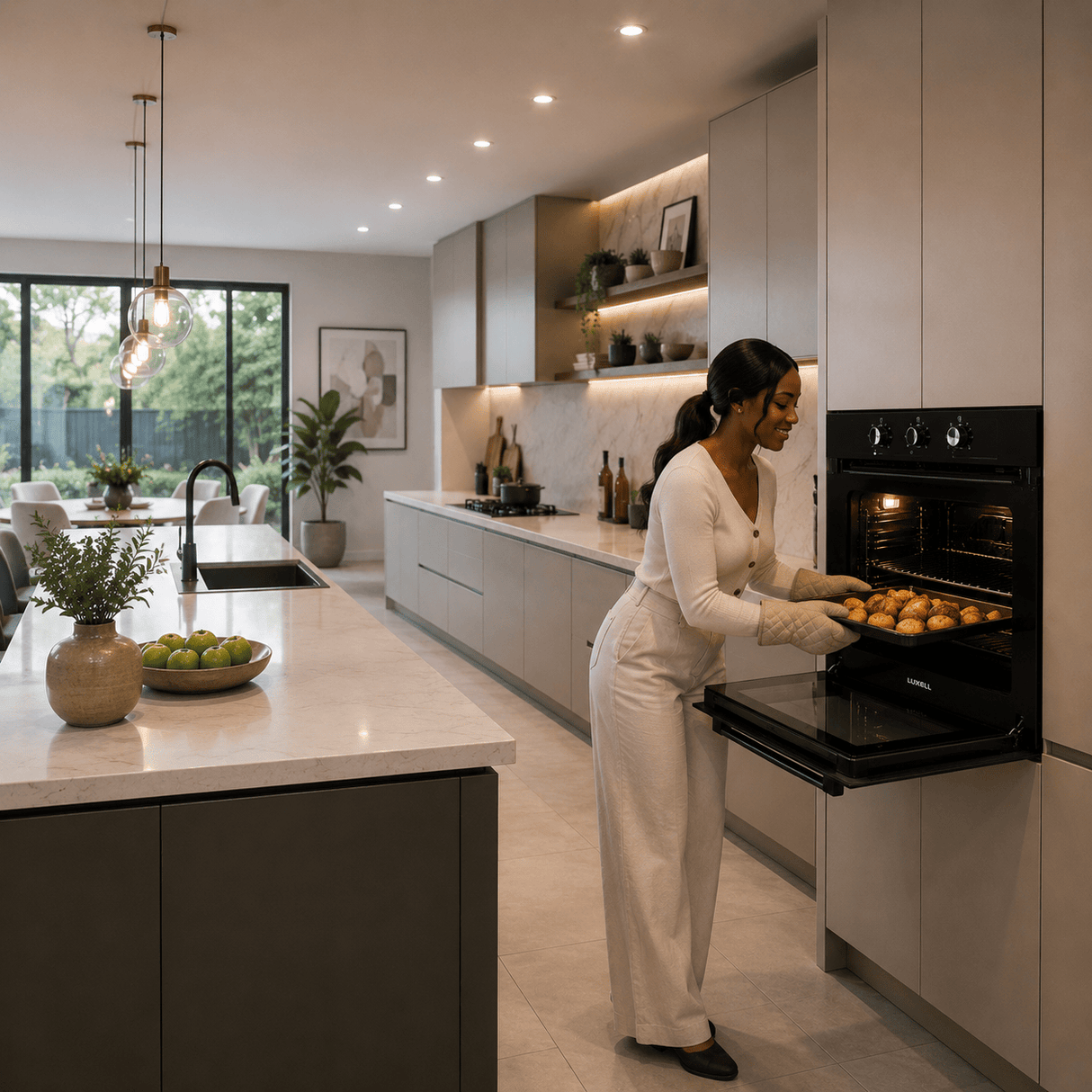 Luxell Built-In Ovens Luxell 60cm 88L Black Glass Built-In Manual Oven with Convection & Turbo Fan - A68-SF3