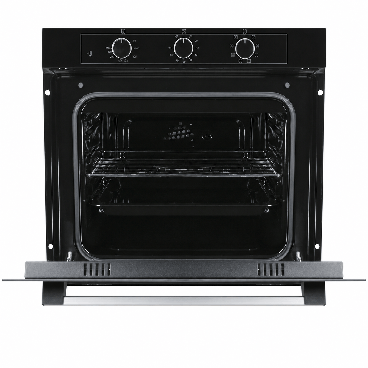 Luxell Built-In Ovens Luxell 60cm 88L Black Glass Built-In Manual Oven with Convection & Turbo Fan - A68-SF3