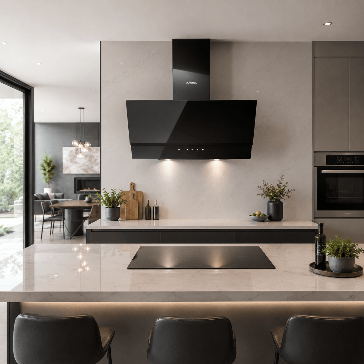 Luxell Wall-mounted angled cooker hood Luxell 60cm Angled Glass Cooker Hood with 650m³/h Extraction & Touch Control - DA6-835