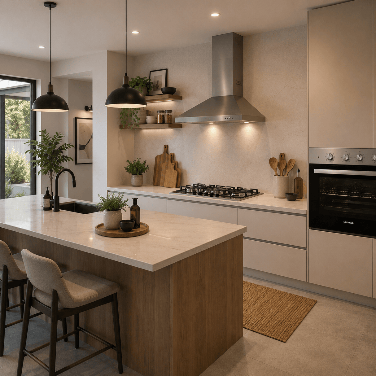 Luxell Built-In Kitchen Appliances Luxell 90cm Stainless Steel 3-Piece Built-In Kitchen Set with 105L Double-Fan Oven & 5- or 6-Burner Hob - LXSET-90-SS