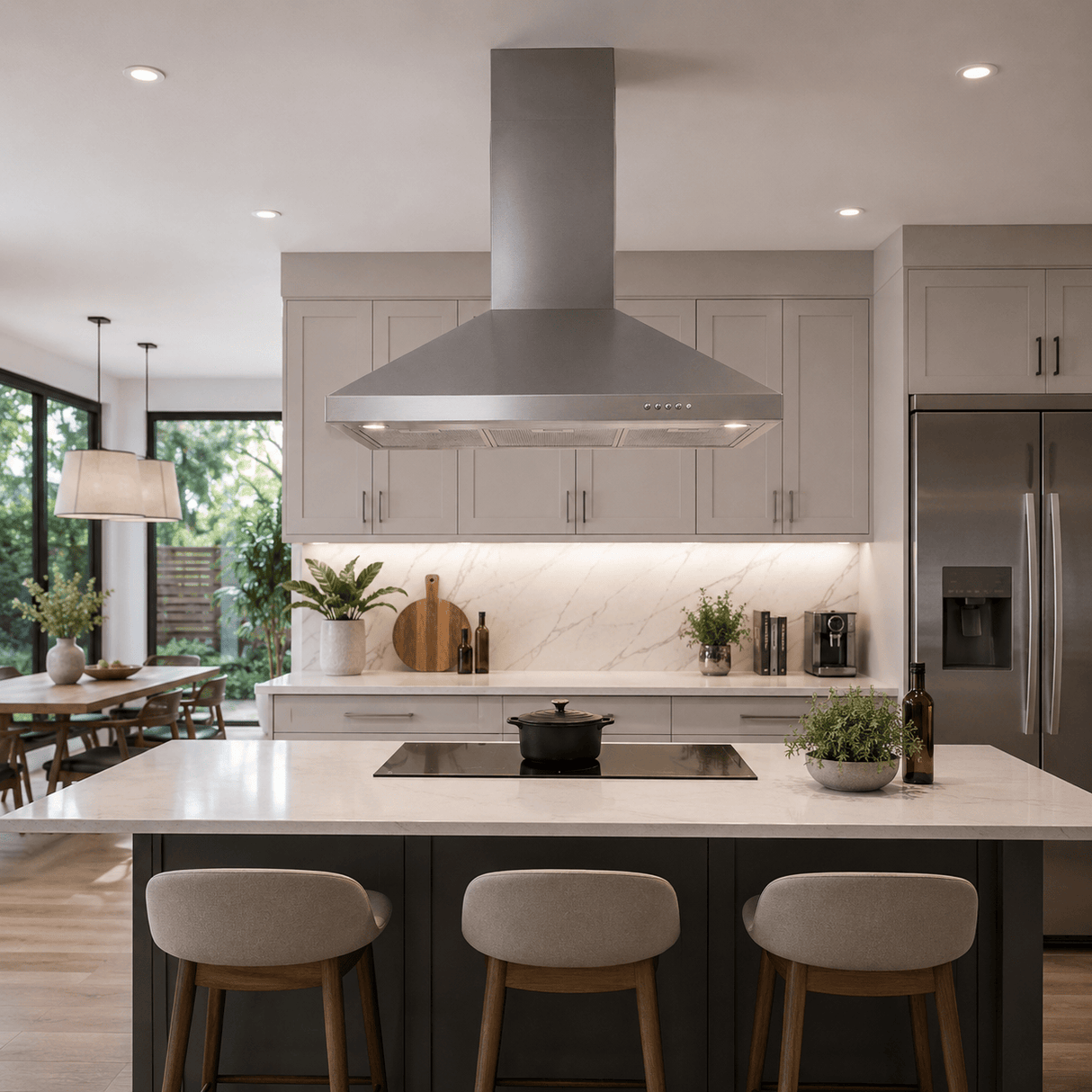Luxell Wall-mounted angled cooker hood Luxell 90cm Stainless Steel Pyramid Cooker Hood with 450m³/h Extraction - DP6-X-90