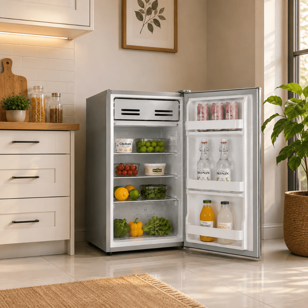 Luxell Refrigerators & Freezers Luxell 94L Compact Single-Door Refrigerator with LED Light, Inox Finish - LXMB-110SL