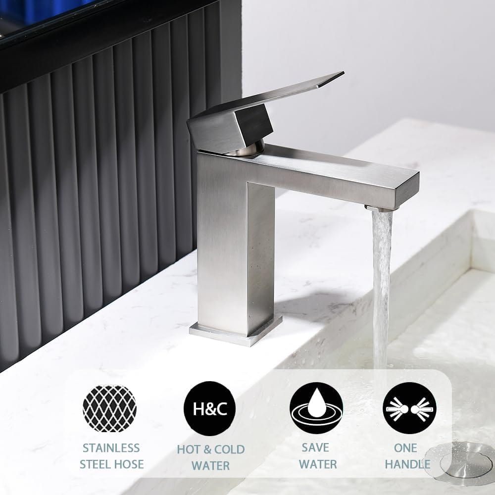 MaxTen Bathroom Faucet MaxTen Bathroom Stainless Steel Hot & Cold Basin Faucet Mixer - S20-143 & S20-143BL