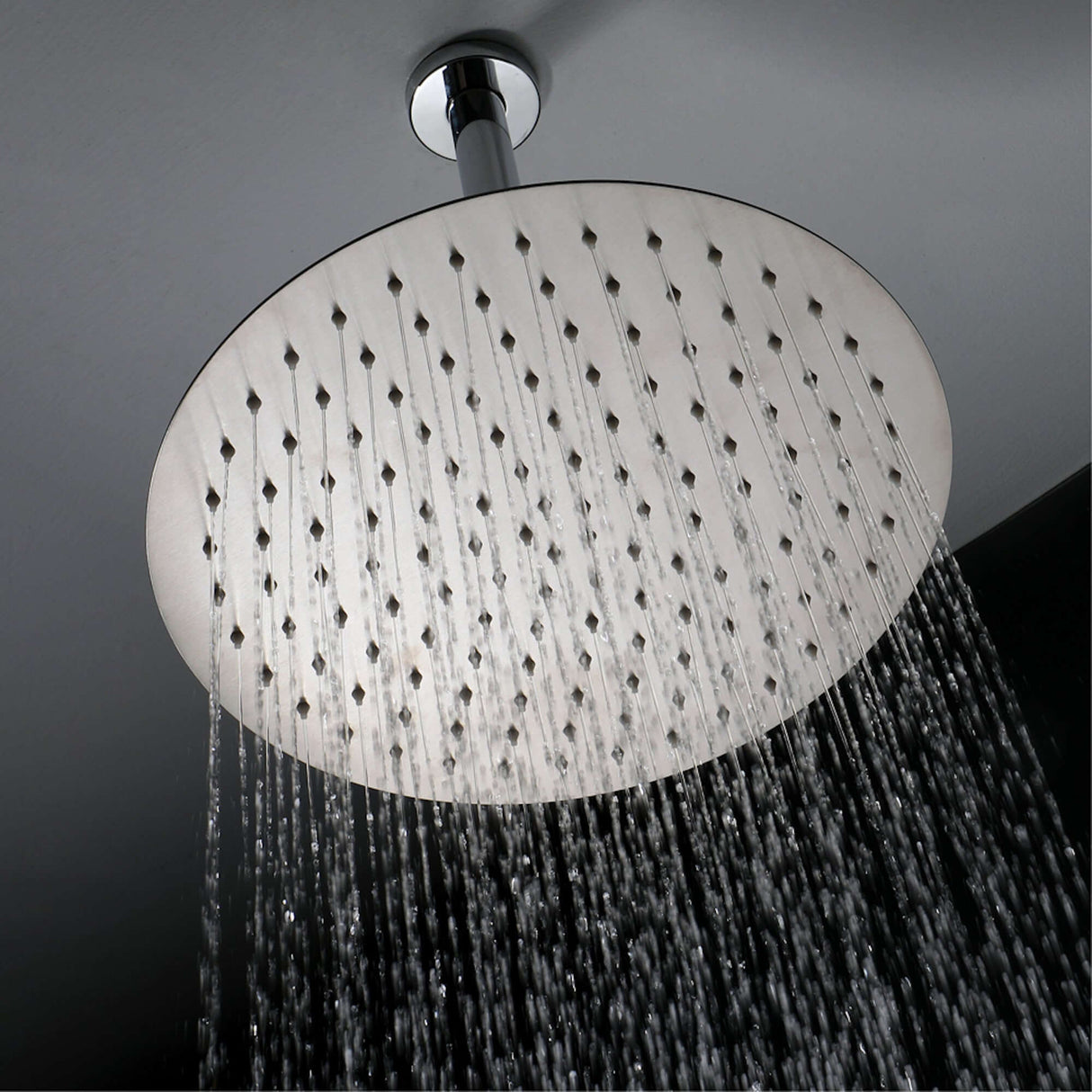 MaxTen Shower Set Maxten Brushed Steel Ceiling Mounted Round Single Function Concealed Rain Shower Set - ST80-101