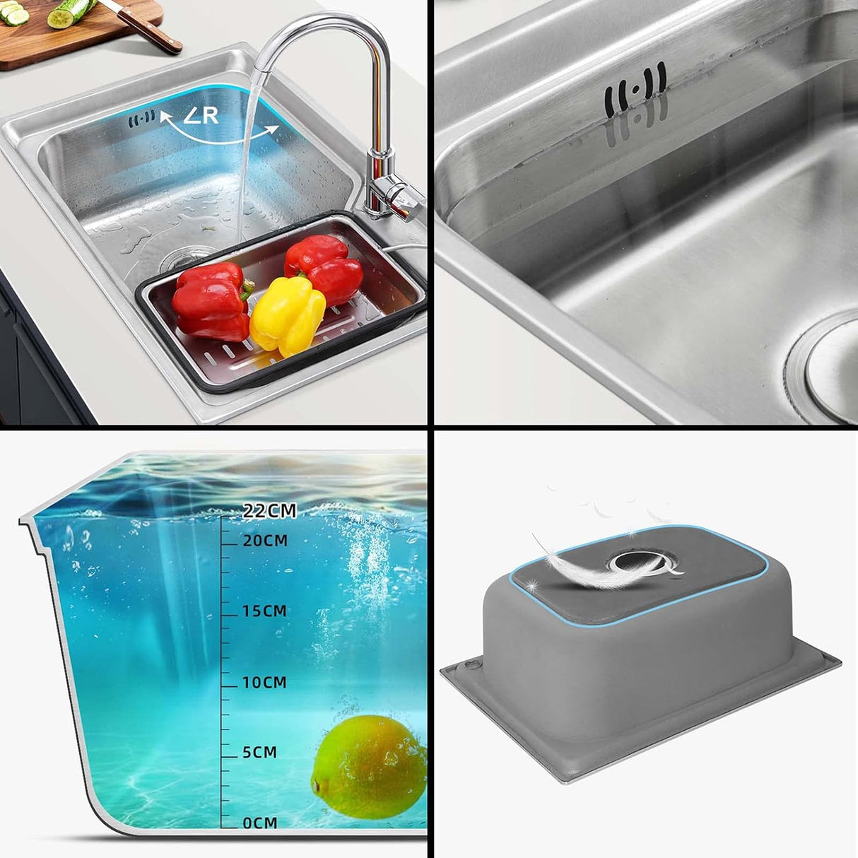 MaxTen Kitchen Sink MaxTen Stainless Steel Single Bowl Kitchen Sink - 6245