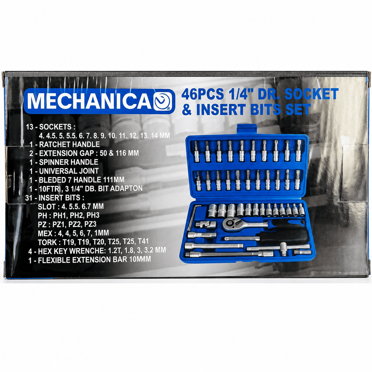 Mechanica Sockets & Hex Keys Mechanica 46-Piece 1/4" Drive Socket & Insert Bit Set - ME-46-1/4