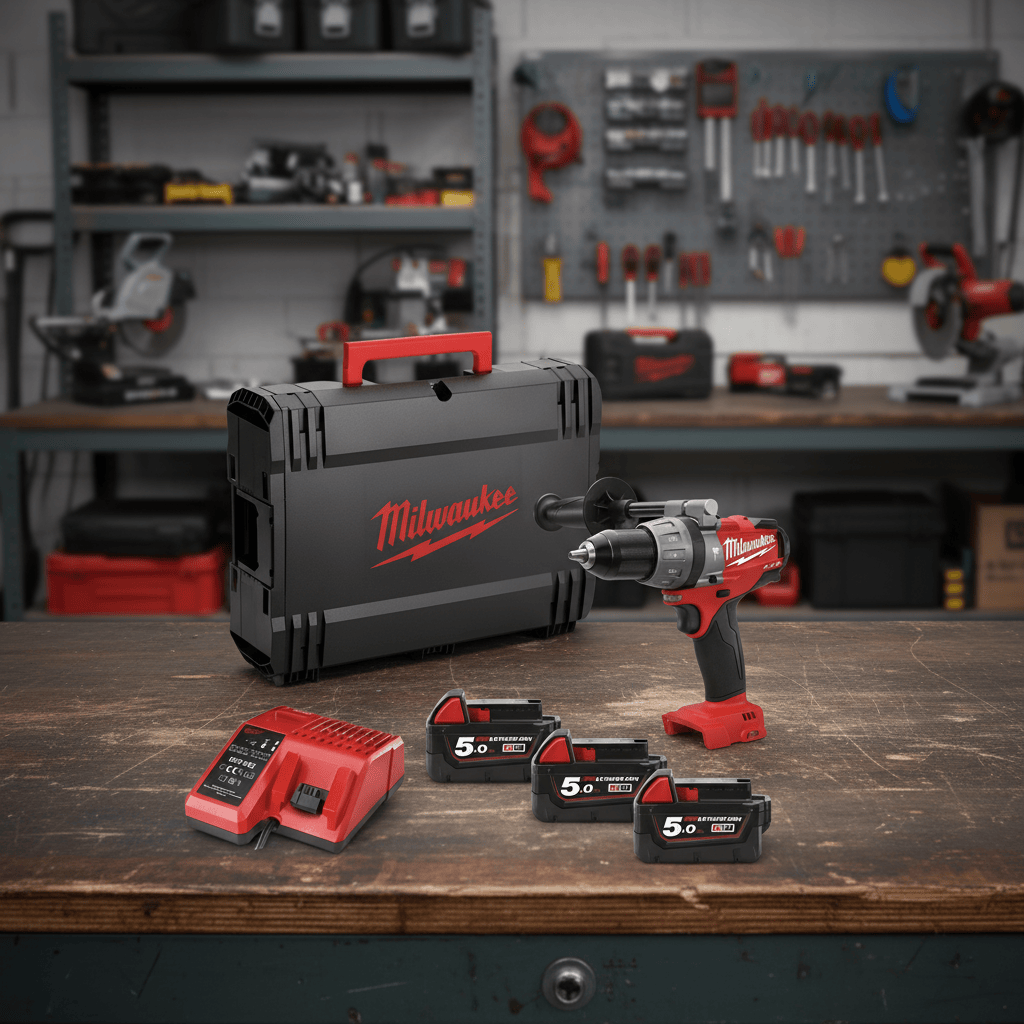 Milwaukee Drill Milwaukee 18V Brushless CPD Combi Hammer Drill With 3x 5.0ah Li-ion Batteries - M18SET1-503X