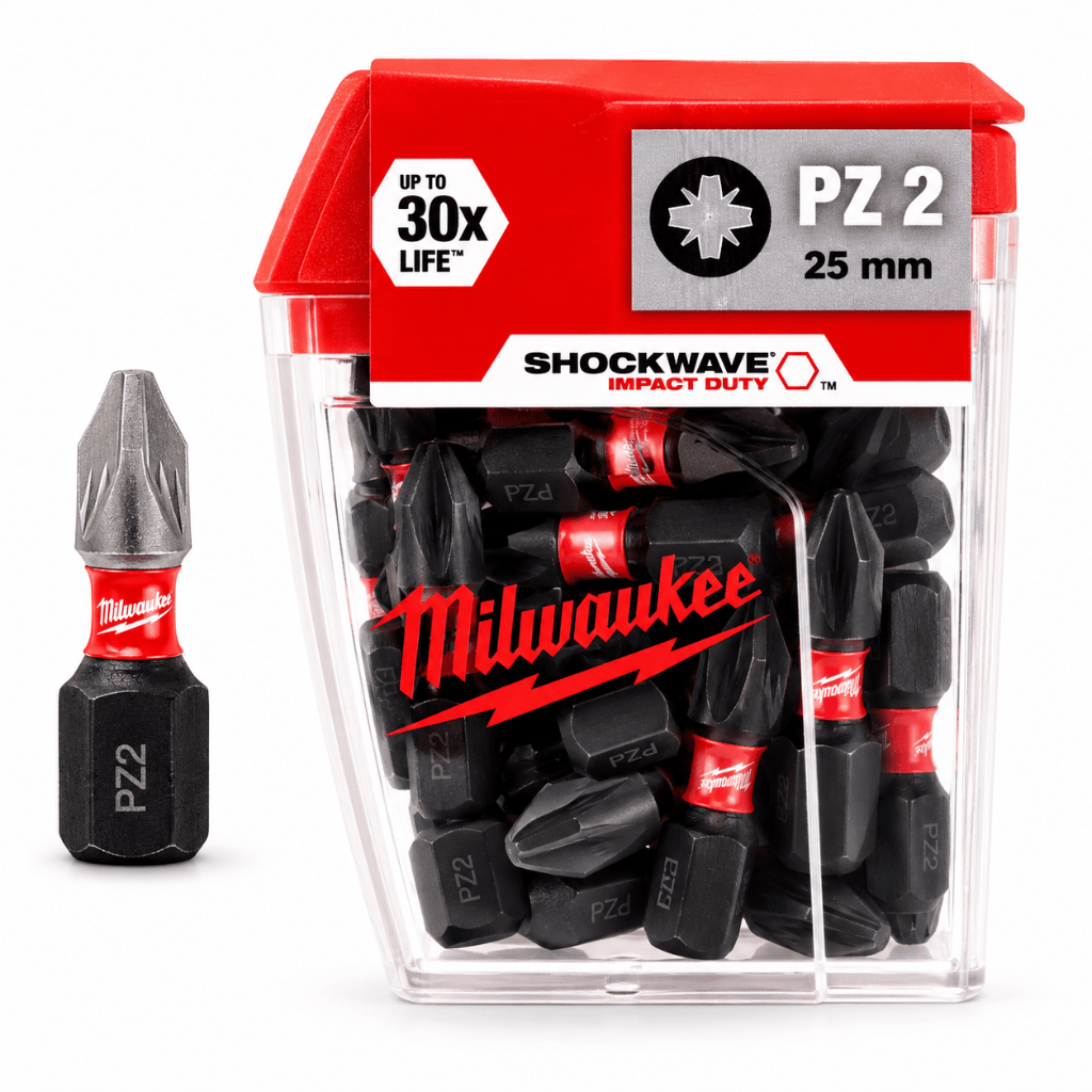 Milwaukee Screwdriver Bits Milwaukee 25 Pieces Shockwave Impact Duty Screwdriver Bit Set PZ2 25MM - 4932430864