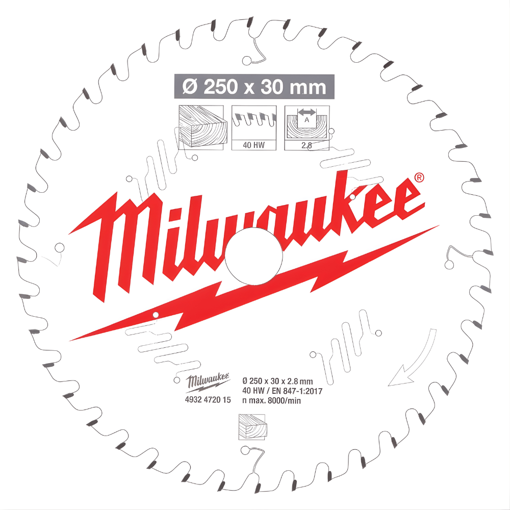 Milwaukee Grinding & Cutting Wheels Milwaukee Circular Saw Blade MS W 250x30mmx40T - 4932472015