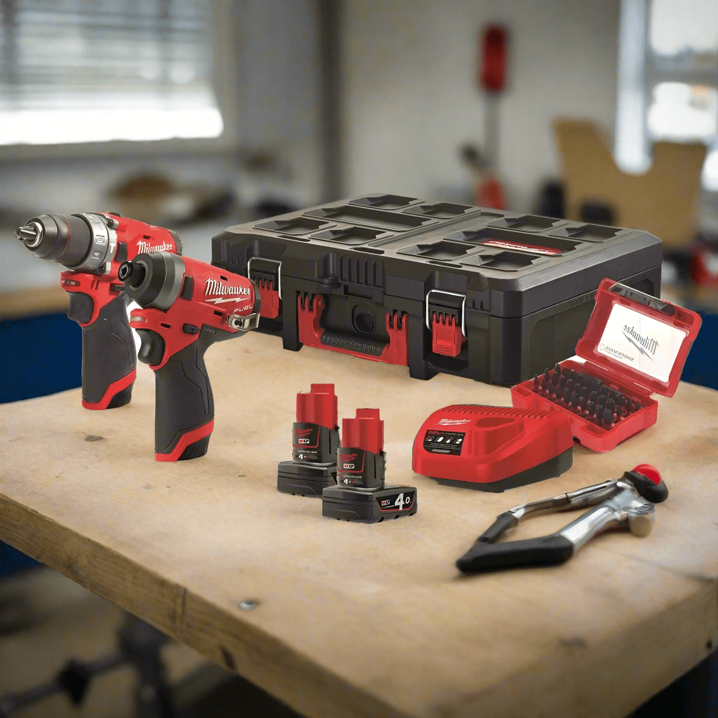 Milwaukee Power Tool Combo Kit Milwaukee M12 FUEL™ Hammer Impact Drill & Driver Combo Kit - M12 FPP2A-402P