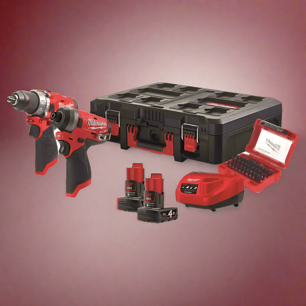 Milwaukee Power Tool Combo Kit Milwaukee M12 FUEL™ Hammer Impact Drill & Driver Combo Kit - M12 FPP2A-402P