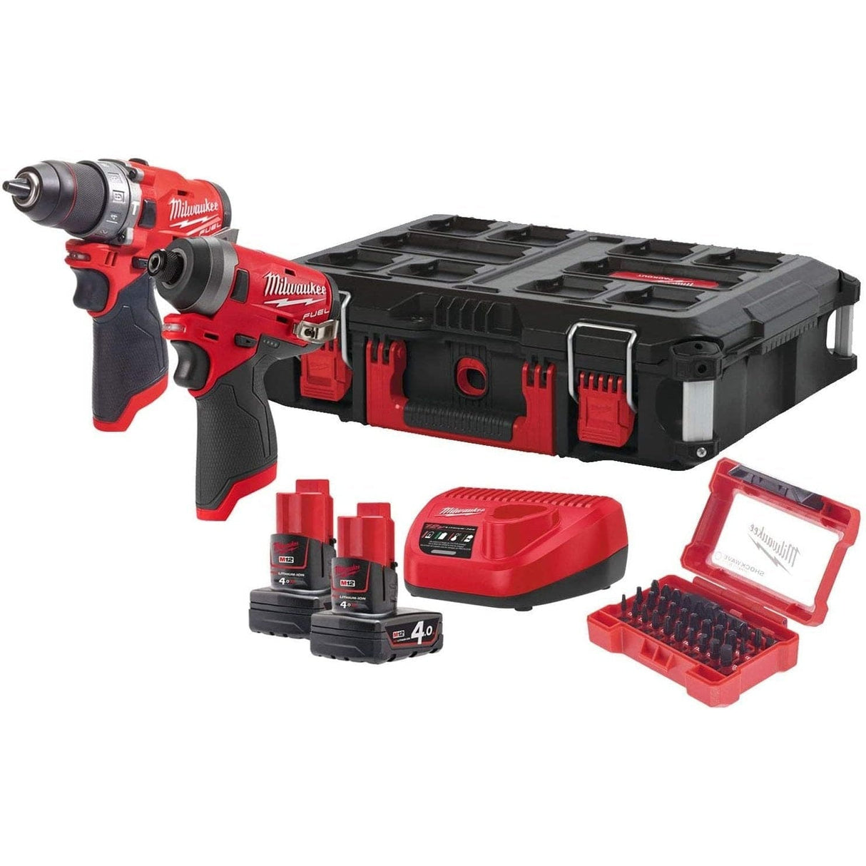 Milwaukee Power Tool Combo Kit Milwaukee M12 FUEL™ Hammer Impact Drill & Driver Combo Kit - M12 FPP2A-402P