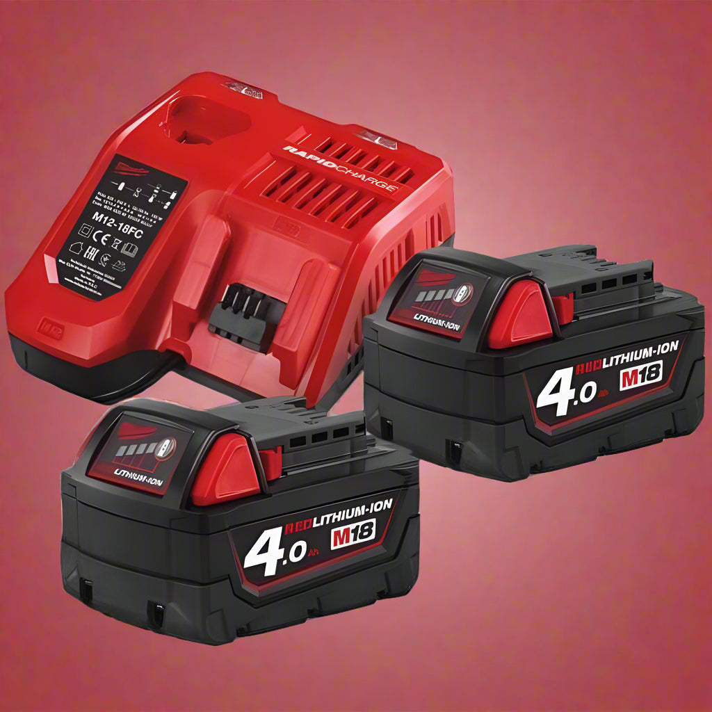 Milwaukee Batteries & Chargers Milwaukee M18™ 2 Pair 4.0 Ah Battery & Multi Voltage Charger 18V Pack- M18 NRG-402