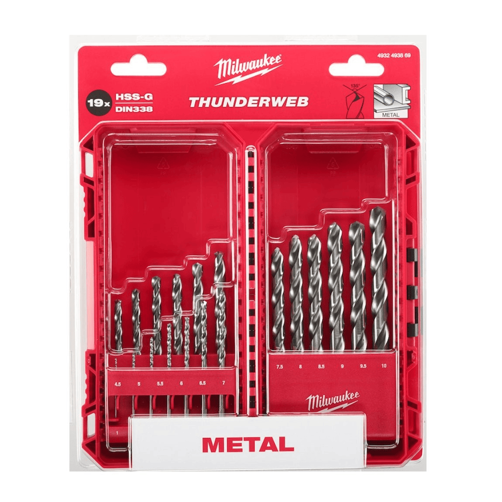 Milwaukee Drill Bits Milwaukee Thunderweb 19 Pieces HSS-G Metal Drill Bit Set - 4932493869