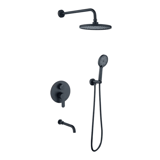 Nate bathroom Shower Set WK Bathroom Black Concealed Wall Mounted Three- Function Round Overhead Rain Shower Set - K-8419H