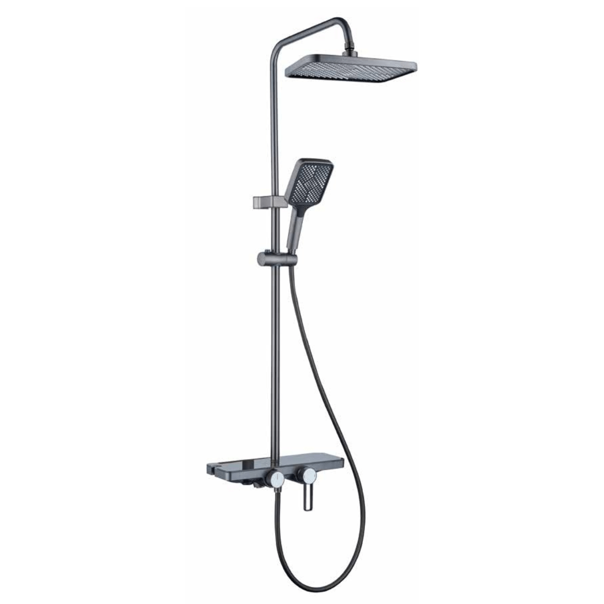 Nate bathroom Shower Set WK Bathroom Gun Grey Wall Mounted Three-Function Square Rain Shower Set - K-8850Q