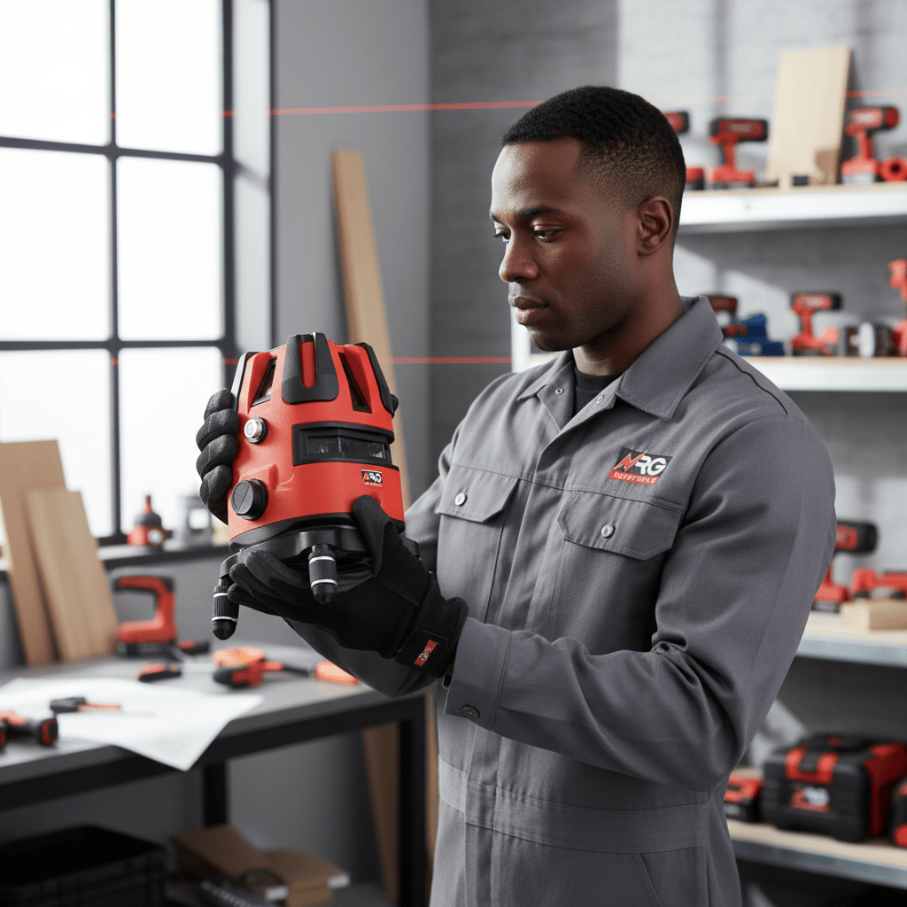 NRG Laser Measures NRG 360° Green Multi-Line Self-Leveling Laser Level with 30m Range & IP54 Protection & Stand - NEL514-180