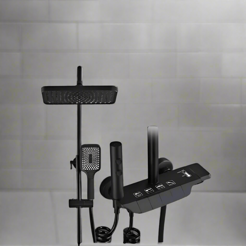 Padmore Bathroom Faucet Bathroom Multifunctional 4-in-1 Black And Grey Shower Set