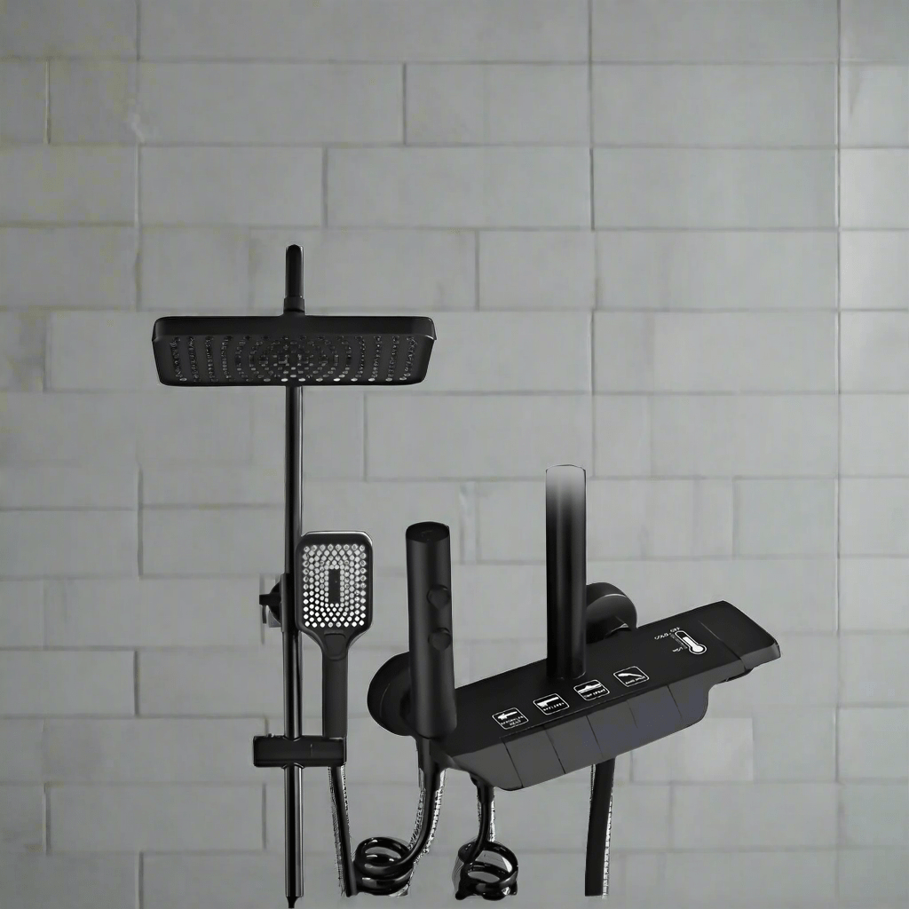 Padmore Bathroom Faucet Bathroom Multifunctional 4-in-1 Black And Grey Shower Set
