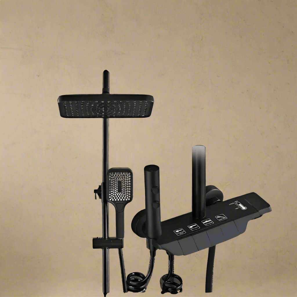 Padmore Bathroom Faucet Bathroom Multifunctional 4-in-1 Black And Grey Shower Set