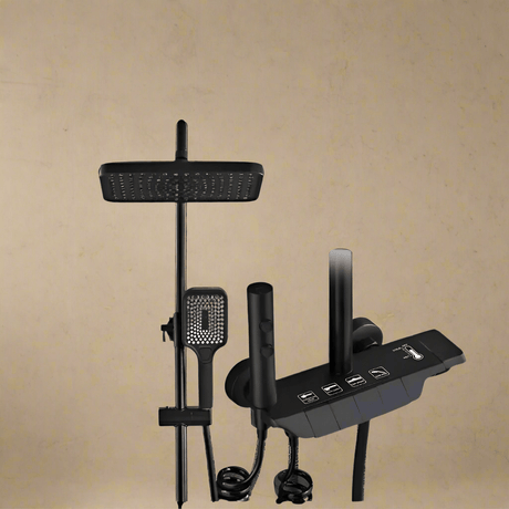 Padmore Bathroom Faucet Bathroom Multifunctional 4-in-1 Black And Grey Shower Set