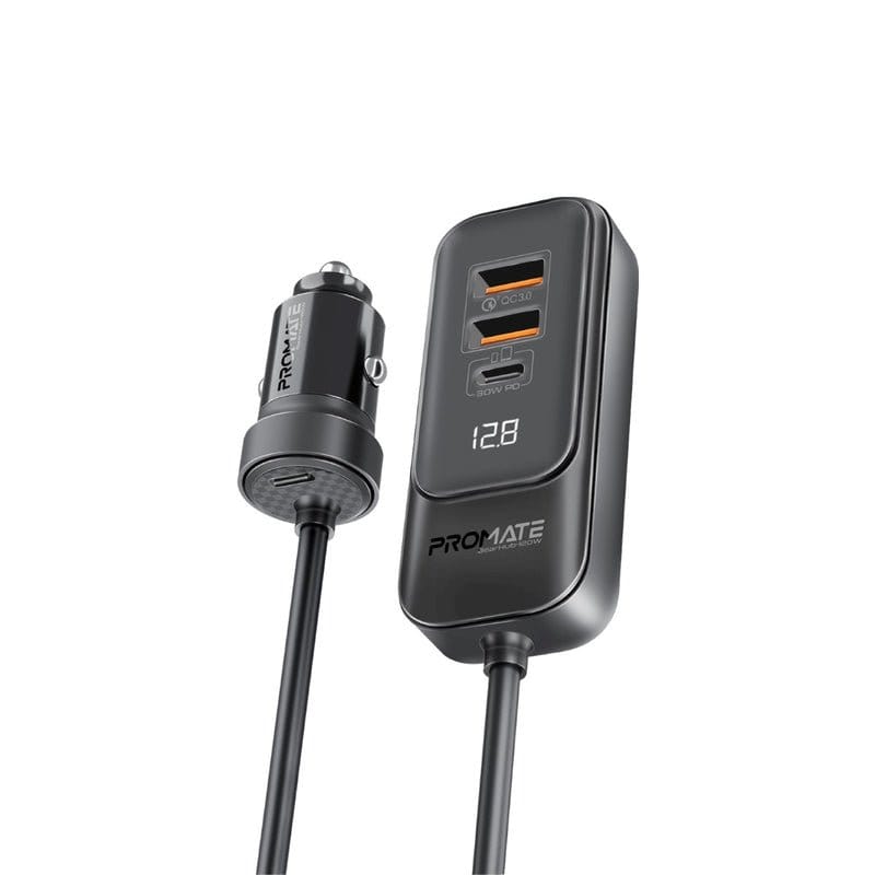 Promate Power & Charging Accessories Promate 120W RapidCharge™ Car Charger with Multi-Port Backseat Charging Hub - Gearhub-120W
