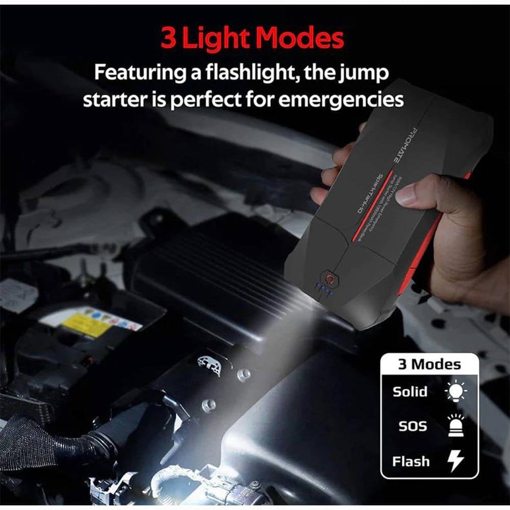 Promate Auto Battery Accessories Promate 800A/12V Car Jump Starter with 10000mAh Power Bank - SparkTank-10
