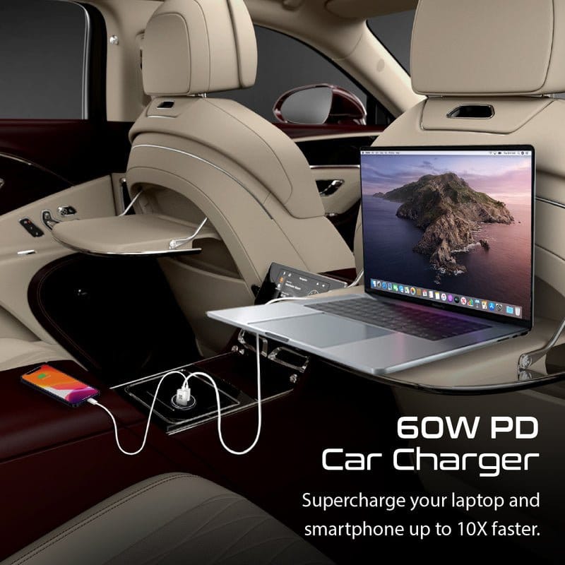 Promate Power & Charging Accessories Promate RapidCharge™ Mini Car Charger with 60W Power Delivery & Quick Charge 3.0 - Bullet-PD60