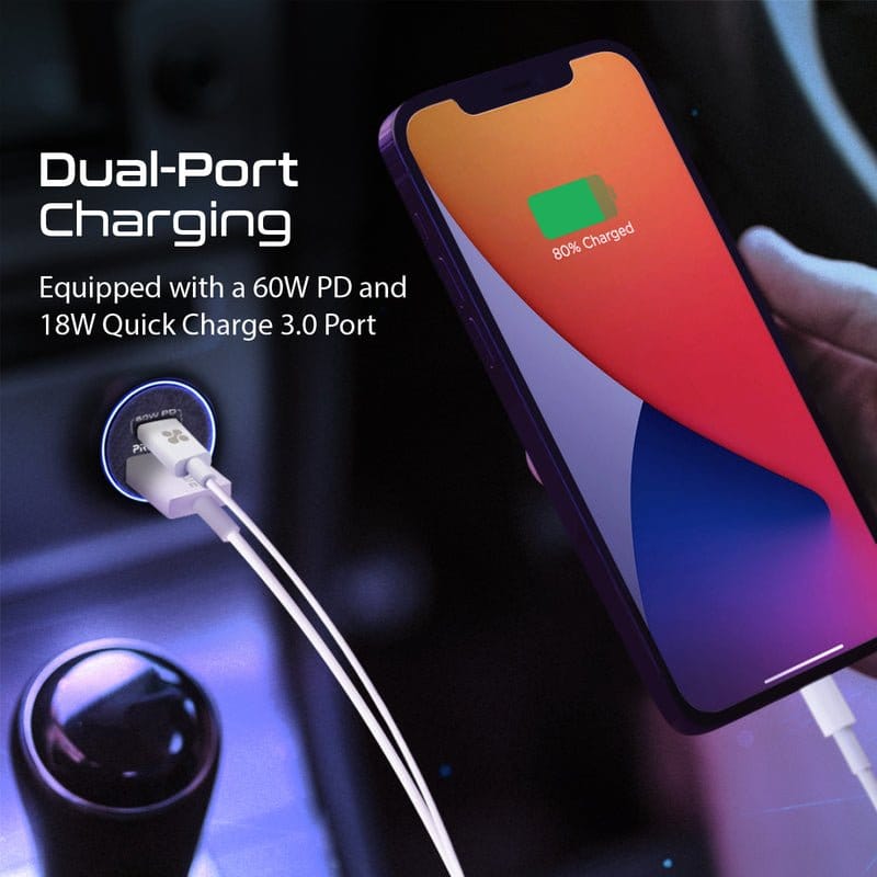 Promate Power & Charging Accessories Promate RapidCharge™ Mini Car Charger with 60W Power Delivery & Quick Charge 3.0 - Bullet-PD60