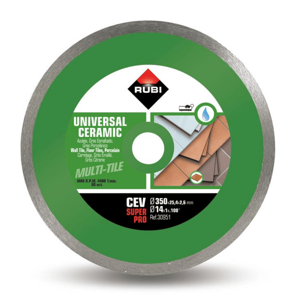 Rubi Grinding & Cutting Wheels Rubi Continuous Rim Ceramic Tile Diamond Cutting Disc 200mm & 250mm - CEV SUPERPRO Series