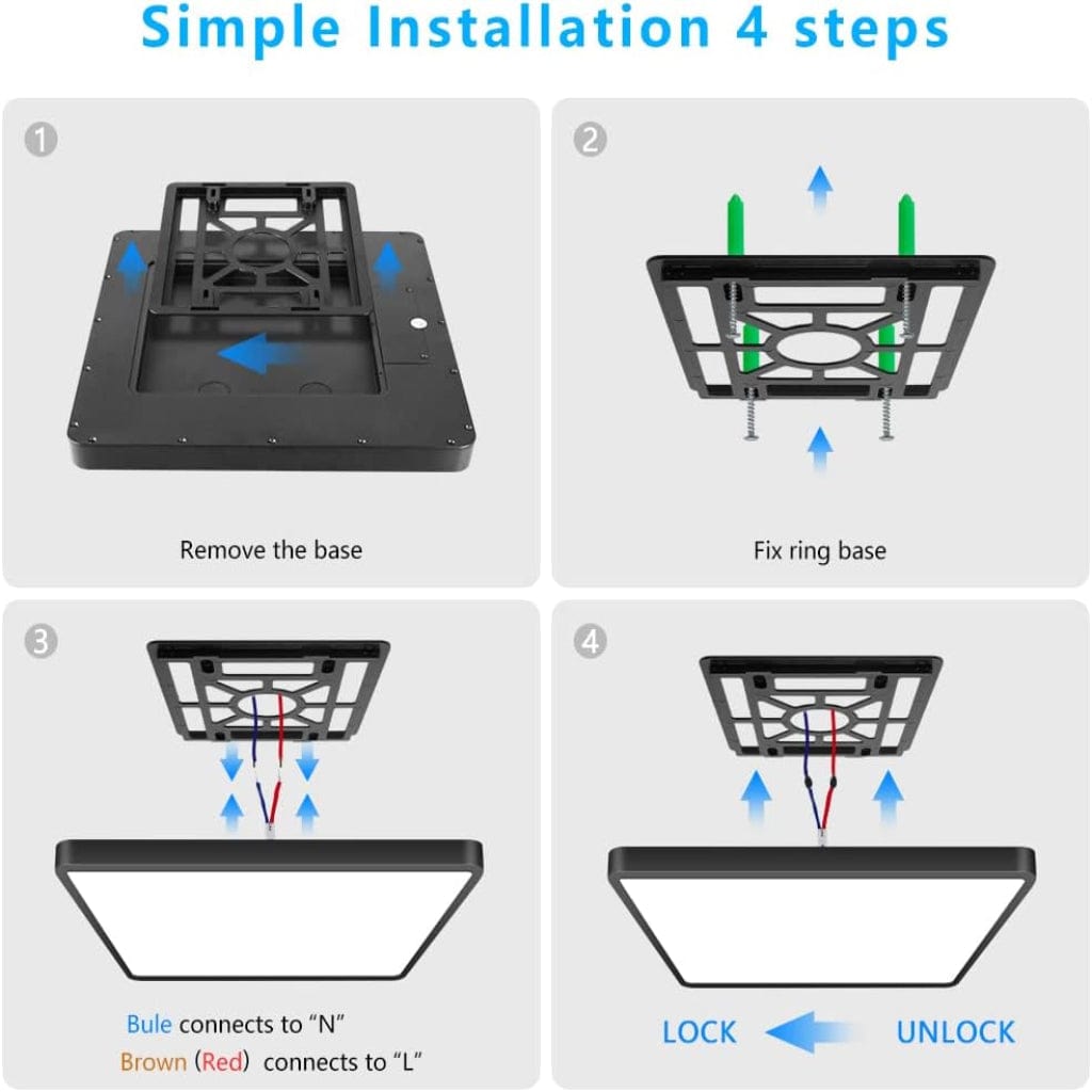 SM BuildPro Ceiling Lights Modern LED Rectangular Ceiling Light With Remote Control - 80W