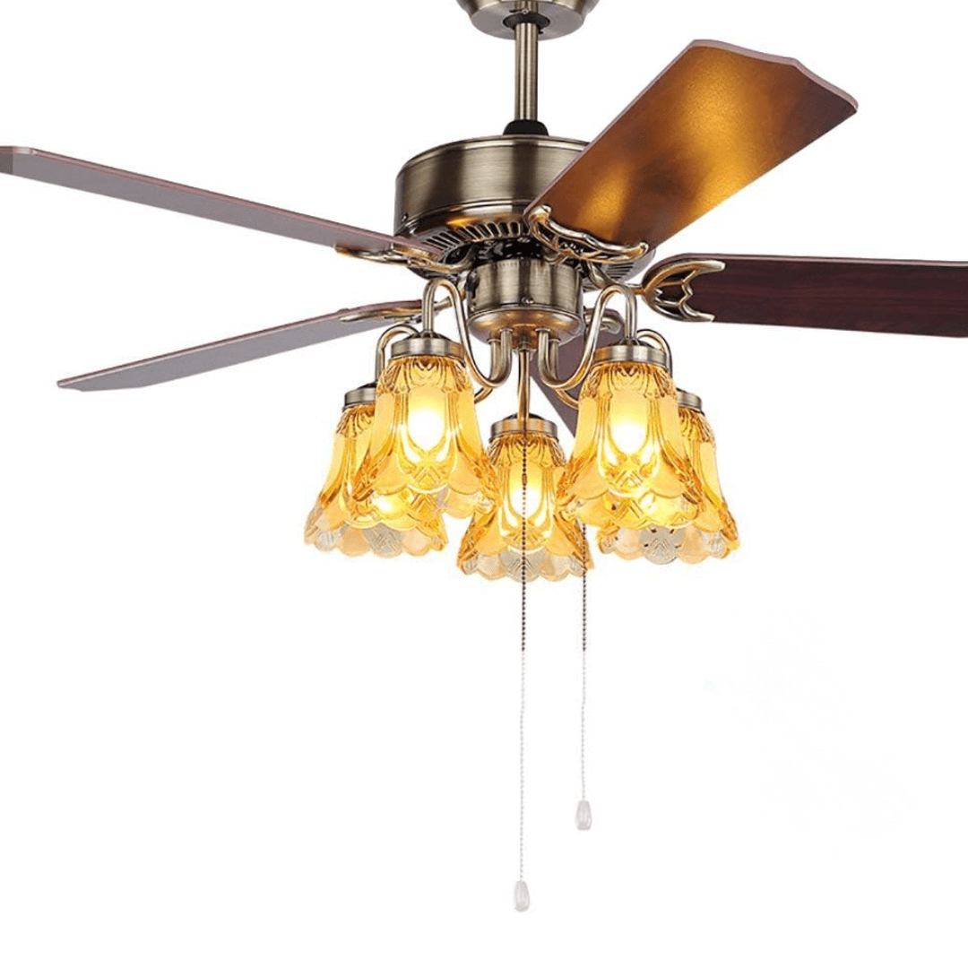 SM BuildPro Ceiling Lights Retro Leaf Antique Ceiling Fan Light With Remote Control - 7W