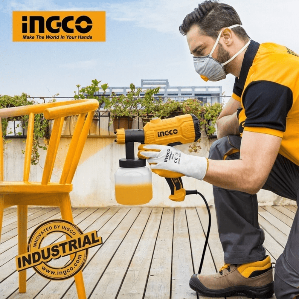 SM Bundles - Tools Specialty Safety Equipment Spray Safe Pro Kit - Electric Spray Gun 450W with 800ml Container, 12 Pieces Dust Mask with Breath And Industrial Latex Gloves