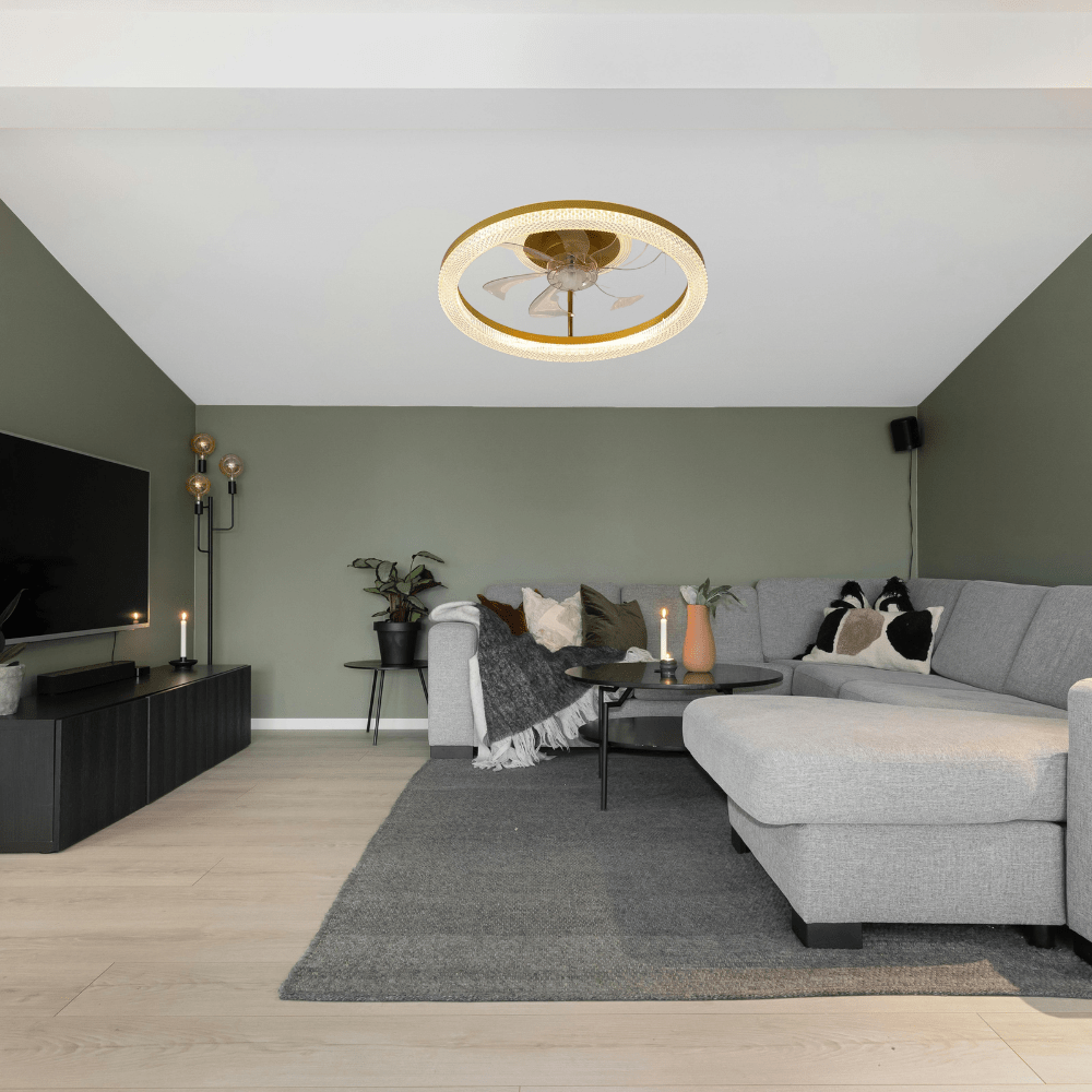 SM Electrical Ceiling Lights Modern Art Brushed Gold Circular Ceiling Fan Lamp - ESC-RGB-350