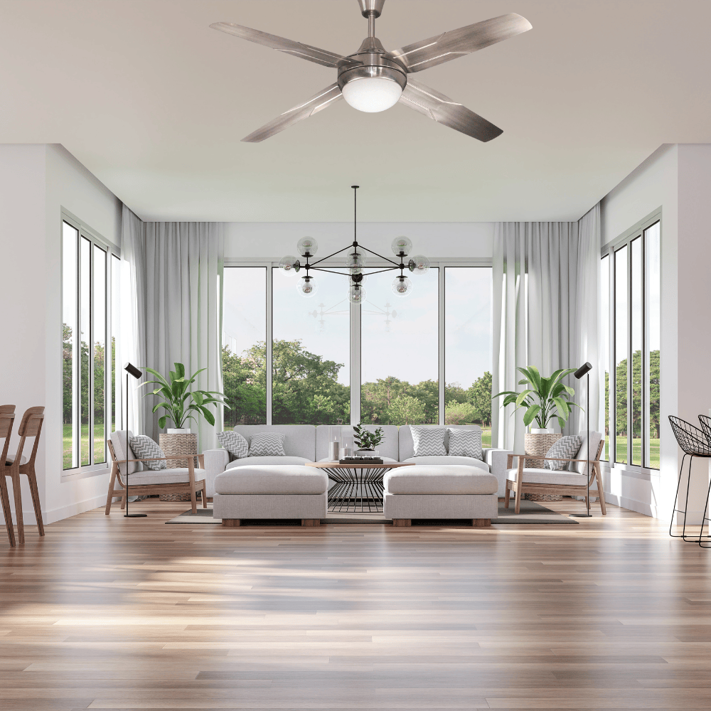 SM Electrical Ceiling Lights Modern Trigger Glow Electroplated Ceiling Fan with Decorative Underlight - ESC-KC-422S