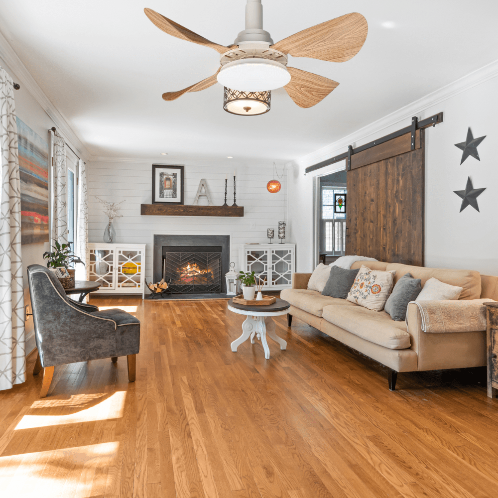 SM Electrical Ceiling Lights Modern Wooden Textured Art Blades Ceiling Fan Light - ESC-ZY-R620