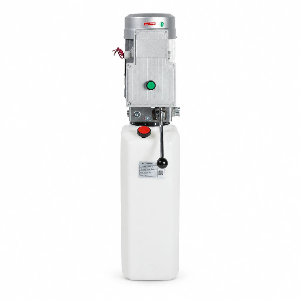 Mirage 2.2kW hydraulic power unit with white 10L tank and silver motor housing on a white background